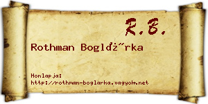 Rothman Boglárka névjegykártya